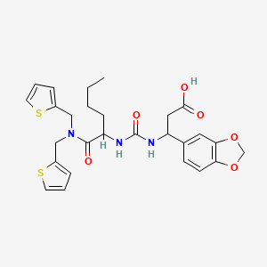 molecular formula C27H31N3O6S2 B1259870 3-(1,3-Benzodioxol-5-yl)-3-[[1-[bis(thiophen-2-ylmethyl)amino]-1-oxohexan-2-yl]carbamoylamino]propanoic acid 
