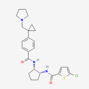 molecular formula C25H30ClN3O2S B12598839 2-Thiophenecarboxamide,5-chloro-N-[(1R,2S)-2-[[4-[1-(1-pyrrolidinylmethyl)cyclopropyl]benzoyl]amino]cyclopentyl]- 