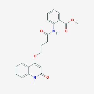 molecular formula C22H22N2O5 B1259889 2-[[4-[(1-Methyl-2-oxo-4-quinolinyl)oxy]-1-oxobutyl]amino]benzoic acid methyl ester 