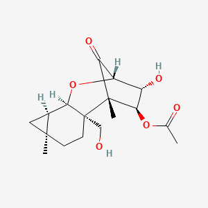 molecular formula C17H24O6 B1259895 [(1S,2R,5S,7R,8R,10S,11R,12S)-11-hydroxy-2-(hydroxymethyl)-1,5-dimethyl-13-oxo-9-oxatetracyclo[8.2.1.02,8.05,7]tridecan-12-yl] acetate 