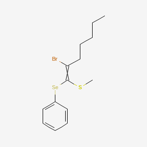 {[2-Bromo-1-(methylsulfanyl)hept-1-EN-1-YL]selanyl}benzene