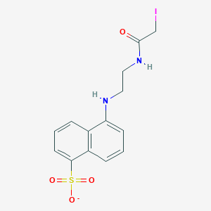 molecular formula C14H14IN2O4S- B1259936 5-((2-Iodoacetamido)ethyl)-1-aminonapthalene sulfate 