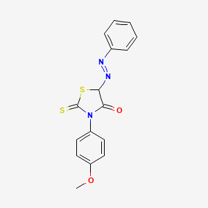 molecular formula C16H13N3O2S2 B12599368 3-(4-Methoxyphenyl)-5-[(E)-phenyldiazenyl]-2-sulfanylidene-1,3-thiazolidin-4-one CAS No. 871982-49-9