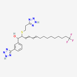 molecular formula C25H33F3N8OS B1259939 15,15,15-trifluoro-2-[2-(2H-tetrazol-5-yl)ethylsulfanyl]-1-[3-(2H-tetrazol-5-yl)phenyl]pentadeca-3,5-dien-1-ol 