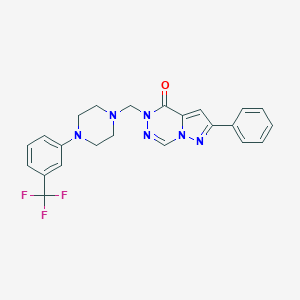 molecular formula C23H21F3N6O B125994 Pyrazolo(1,5-d)(1,2,4)triazin-4(5H)-one, 2-phenyl-5-((4-(3-(trifluoromethyl)phenyl)-1-piperazinyl)methyl)- CAS No. 148680-61-9