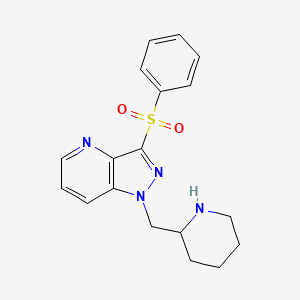 molecular formula C18H20N4O2S B12599404 3-(Phenylsulfonyl)-1-(2-piperidinylmethyl)-1H-pyrazolo[4,3-b]pyridine CAS No. 651024-56-5