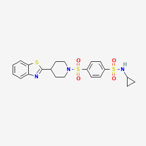 molecular formula C21H23N3O4S3 B12599408 4-(4-Benzothiazol-2-ylpiperidine-1-sulfonyl)-N-cyclopropylbenzenesulfonamide CAS No. 606082-99-9