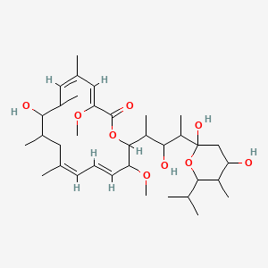 molecular formula C35H58O9 B1259944 (3Z,5Z,11Z,13E)-16-[4-(2,4-dihydroxy-5-methyl-6-propan-2-yloxan-2-yl)-3-hydroxypentan-2-yl]-8-hydroxy-3,15-dimethoxy-5,7,9,11-tetramethyl-1-oxacyclohexadeca-3,5,11,13-tetraen-2-one 