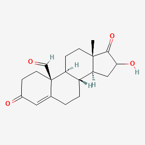 molecular formula C19H24O4 B1259954 (8R,9S,10S,13S,14S)-16-hydroxy-13-methyl-3,17-dioxo-2,6,7,8,9,11,12,14,15,16-decahydro-1H-cyclopenta[a]phenanthrene-10-carbaldehyde 