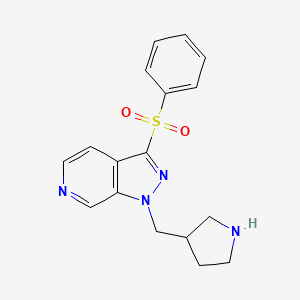 molecular formula C17H18N4O2S B12599557 3-(Phenylsulfonyl)-1-(3-pyrrolidinylmethyl)-1H-pyrazolo[3,4-c]pyridine CAS No. 651024-57-6