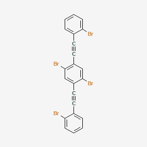 molecular formula C22H10Br4 B12599596 Benzene, 1,4-dibromo-2,5-bis[(2-bromophenyl)ethynyl]- CAS No. 625389-87-9