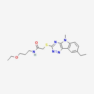 Acetamide,N-(3-ethoxypropyl)-2-[(8-ethyl-5-methyl-5H-1,2,4-triazino[5,6-B]indol-3-YL)thio]-