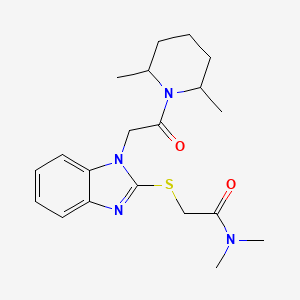 molecular formula C20H28N4O2S B12599641 2-({1-[2-(2,6-Dimethyl-1-piperidinyl)-2-oxoethyl]-1H-benzimidazol-2-yl}sulfanyl)-N,N-dimethylacetamide 