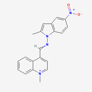 molecular formula C20H17N4O2+ B12599759 1-Methyl-4-{[(2-methyl-5-nitro-1H-indol-1-yl)imino]methyl}quinolin-1-ium CAS No. 915693-51-5