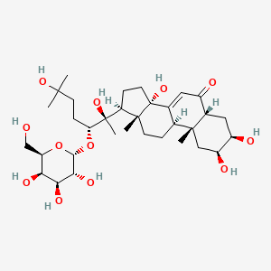 molecular formula C33H54O12 B1259981 (2S,3R,5R,9R,10R,13R,14S,17S)-17-[(2R,3R)-2,6-dihydroxy-6-methyl-3-[(2R,3R,4S,5R,6R)-3,4,5-trihydroxy-6-(hydroxymethyl)oxan-2-yl]oxyheptan-2-yl]-2,3,14-trihydroxy-10,13-dimethyl-2,3,4,5,9,11,12,15,16,17-decahydro-1H-cyclopenta[a]phenanthren-6-one 