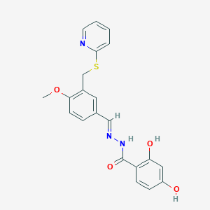 2,4-dihydroxy-N'-((1E)-{4-methoxy-3-[(pyridin-2-ylthio)methyl]phenyl}methylene)benzohydrazide