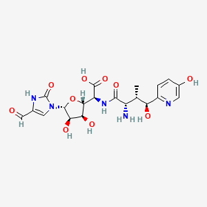 (2S)-2-[[(2S,3S,4S)-2-amino-4-hydroxy-4-(5-hydroxypyridin-2-yl)-3-methylbutanoyl]amino]-2-[(2R,3S,4R,5R)-5-(5-formyl-2-oxo-1H-imidazol-3-yl)-3,4-dihydroxyoxolan-2-yl]acetic acid