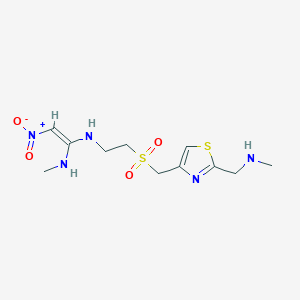 molecular formula C11H19N5O4S2 B1259989 (E)-1-N-甲基-1-N'-[2-[[2-(甲基氨基甲基)-1,3-噻唑-4-基]甲基磺酰基]乙基]-2-硝基乙烯-1,1-二胺 