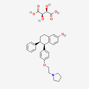 molecular formula C32H37NO8 B1260034 (2R,3R)-2,3-dihydroxybutanedioic acid;(5R,6S)-6-phenyl-5-[4-(2-pyrrolidin-1-ylethoxy)phenyl]-5,6,7,8-tetrahydronaphthalen-2-ol 