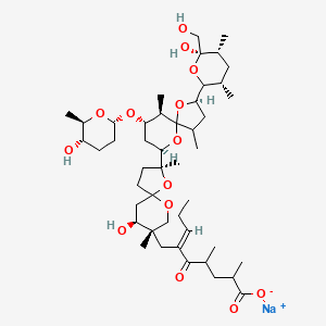 sodium;(E)-6-[[(2S,7S,8S)-7-hydroxy-2-[(2R,4R,7R,9S,10R)-2-[(3S,5R,6R)-6-hydroxy-6-(hydroxymethyl)-3,5-dimethyloxan-2-yl]-9-[(2S,5S,6R)-5-hydroxy-6-methyloxan-2-yl]oxy-4,10-dimethyl-1,6-dioxaspiro[4.5]decan-7-yl]-2,8-dimethyl-1,10-dioxaspiro[4.5]decan-8-yl]methyl]-2,4-dimethyl-5-oxonon-6-enoate