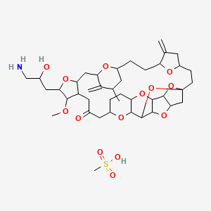 molecular formula C41H63NO14S B1260066 20-(3-氨基-2-羟基丙基)-21-甲氧基-14-甲基-8,15-二亚甲基-2,19,30,34,37,39,40,41-八氧杂非环[24.9.2.13,32.13,33.16,9.112,16.018,22.029,36.031,35]四十四烷-24-酮；甲磺酸 