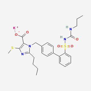 Potassium;2-butyl-5-methylsulfanyl-3-[[4-[2-(propylcarbamoylsulfamoyl)phenyl]phenyl]methyl]imidazole-4-carboxylate