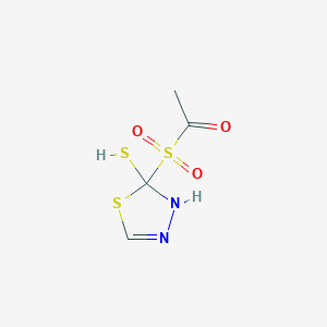 1-(2-Sulfanyl-2,3-dihydro-1,3,4-thiadiazole-2-sulfonyl)ethan-1-one