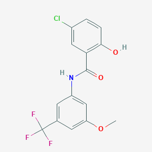 molecular formula C15H11ClF3NO3 B12600810 5-chloro-2-hydroxy-N-[3-methoxy-5-(trifluoromethyl)phenyl]benzamide CAS No. 634185-04-9