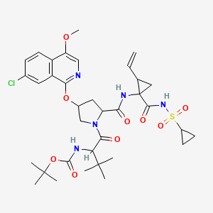 molecular formula C35H46ClN5O9S B1260092 Tert-butyl N-[1-[4-(7-chloro-4-methoxyisoquinolin-1-yl)oxy-2-[[1-(cyclopropylsulfonylcarbamoyl)-2-ethenylcyclopropyl]carbamoyl]pyrrolidin-1-yl]-3,3-dimethyl-1-oxobutan-2-yl]carbamate 