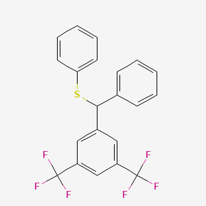 molecular formula C21H14F6S B12601050 Benzene, 1-[phenyl(phenylthio)methyl]-3,5-bis(trifluoromethyl)- CAS No. 650605-22-4