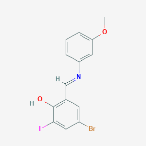 4-Bromo-2-iodo-6-[(3-methoxyanilino)methylidene]cyclohexa-2,4-dien-1-one