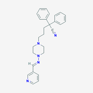 molecular formula C₂₇H₂₉N₅ B126011 (E)-2,2-二苯基-5-(4-((吡啶-3-基亚甲基)氨基)哌嗪-1-基)戊腈 CAS No. 218136-59-5