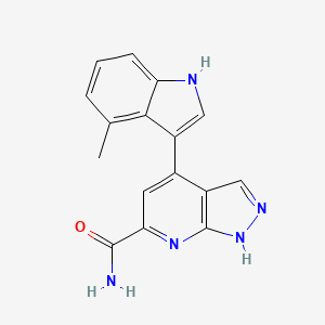 molecular formula C16H13N5O B12601279 4-(4-Methyl-1H-indol-3-yl)-1H-pyrazolo[3,4-b]pyridine-6-carboxamide CAS No. 918132-81-7