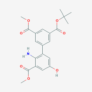 molecular formula C21H23NO7 B12601365 3-tert-Butyl 3',5-dimethyl 2'-amino-5'-hydroxy[1,1'-biphenyl]-3,3',5-tricarboxylate CAS No. 885044-51-9