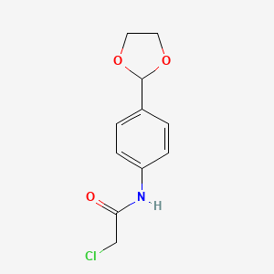 molecular formula C11H12ClNO3 B12601541 2-chloro-N-[4-(1,3-dioxolan-2-yl)phenyl]Acetamide CAS No. 650628-86-7