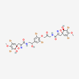 molecular formula C31H28Br6N4O11 B1260166 (5R,6S)-7,9-dibromo-N-[2-[3,5-dibromo-4-[3-[[(5S,6R)-7,9-dibromo-6-hydroxy-8-methoxy-1-oxa-2-azaspiro[4.5]deca-2,7,9-triene-3-carbonyl]amino]-2-oxopropoxy]phenyl]-2-hydroxyethyl]-6-hydroxy-8-methoxy-1-oxa-2-azaspiro[4.5]deca-2,7,9-triene-3-carboxamide 