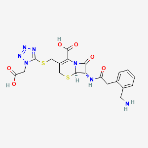 molecular formula C20H21N7O6S2 B1260169 (6R,7S)-7-[[2-[2-(aminomethyl)phenyl]-1-oxoethyl]amino]-3-[[[1-(carboxymethyl)-5-tetrazolyl]thio]methyl]-8-oxo-5-thia-1-azabicyclo[4.2.0]oct-2-ene-2-carboxylic acid 