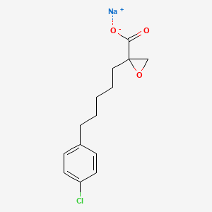 molecular formula C14H16ClNaO3 B1260173 Sodium 2-(5-(4-chlorophenyl)pentyl)oxirane-2-carboxylate CAS No. 78573-70-3