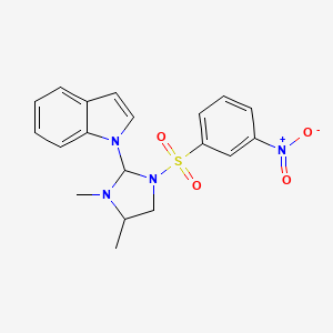 1-[3,4-Dimethyl-1-(3-nitrobenzene-1-sulfonyl)imidazolidin-2-yl]-1H-indole