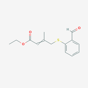 molecular formula C14H16O3S B12602021 Ethyl 4-[(2-formylphenyl)sulfanyl]-3-methylbut-2-enoate CAS No. 918637-70-4