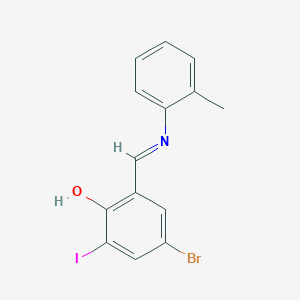 molecular formula C14H11BrINO B12602296 4-Bromo-2-iodo-6-[(2-methylanilino)methylidene]cyclohexa-2,4-dien-1-one CAS No. 649560-35-0