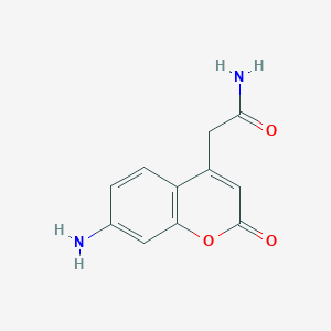 molecular formula C11H10N2O3 B1260245 2H-1-苯并吡喃-4-乙酰胺，7-氨基-2-氧代- CAS No. 296236-23-2