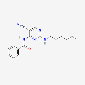 N-[5-Cyano-2-(hexylamino)pyrimidin-4-yl]benzamide