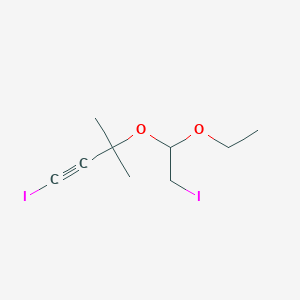 molecular formula C9H14I2O2 B12602858 1-Butyne, 3-(1-ethoxy-2-iodoethoxy)-1-iodo-3-methyl- CAS No. 881033-51-8