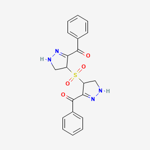 molecular formula C20H18N4O4S B12603802 Methanone, [sulfonylbis(4,5-dihydro-1H-pyrazole-4,3-diyl)]bis[phenyl- CAS No. 648891-60-5