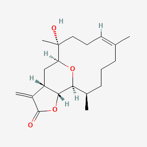 molecular formula C20H30O4 B1260389 (1S,2R,5Z,10R,11S,12R,16S)-2-羟基-2,6,10-三甲基-15-亚甲基-13,18-二氧杂三环[9.6.1.012,16]十八烷-5-烯-14-酮 