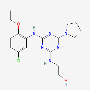 molecular formula C17H23ClN6O2 B1260390 2-[[4-(5-Chloro-2-ethoxyanilino)-6-(1-pyrrolidinyl)-1,3,5-triazin-2-yl]amino]ethanol 