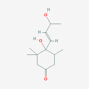 molecular formula C13H22O3 B1260422 4-Hydroxy-4-[(E)-3-hydroxybut-1-enyl]-3,3,5-trimethylcyclohexan-1-one CAS No. 142173-08-8