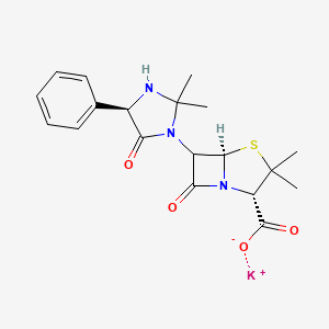 molecular formula C19H22KN3O4S B1260440 potassium;(2S,5R)-6-[(4R)-2,2-dimethyl-5-oxo-4-phenylimidazolidin-1-yl]-3,3-dimethyl-7-oxo-4-thia-1-azabicyclo[3.2.0]heptane-2-carboxylate 