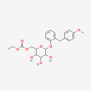 molecular formula C23H28O9 B1260448 Ethyl [3,4,5-trihydroxy-6-[2-[(4-methoxyphenyl)methyl]phenoxy]oxan-2-yl]methyl carbonate 